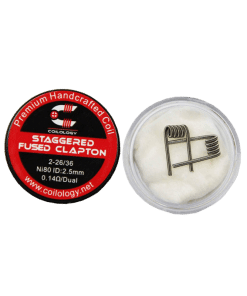 Staggered Fused Clapton Coil ~0.14ohm Ni80 2.5mm - 2pcs+ cotton