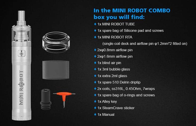 Steam Crave Mini Robot Kit 23mm 3ml Silver Pack