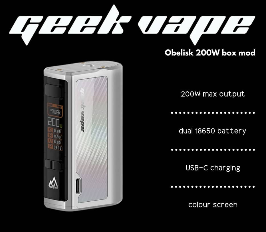 Geekvape Obelisk 200w Mod Silver Info