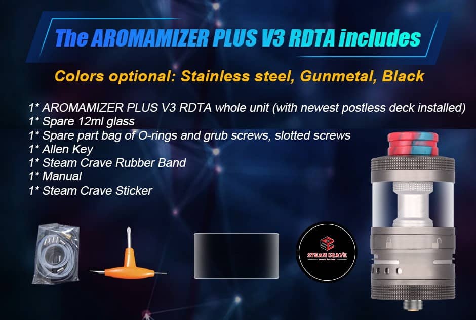Steam Crave Aromamizer Plus V3 RDTA 12ml 30mm Packege