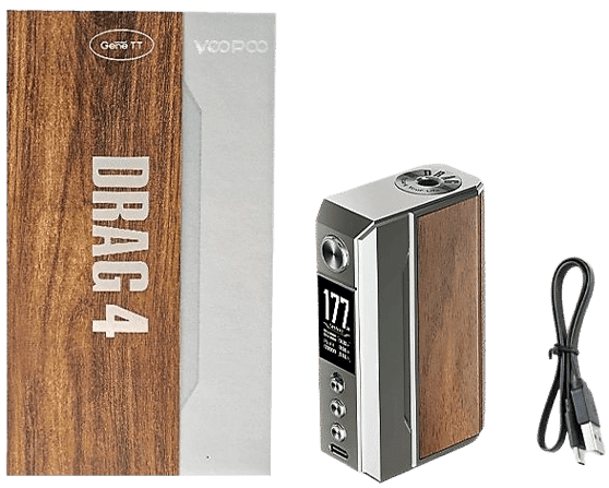 Voopoo Drag 4 177W Mod Pale Gold Walnut Package