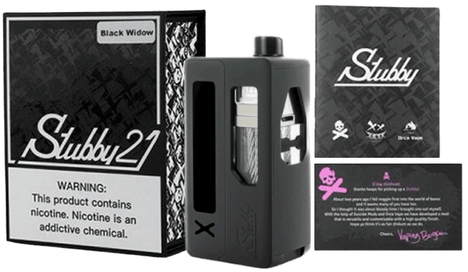 Stubby AIO 21700 X-Ray Edition 8.7ml RDTA Black Widow by Suicide Mods Banner3