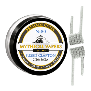 Mythical Vapers Ni80 Fused Clapton Coils (2*26+36GA) Ø3.0mm ~0.30Ω 10pcs