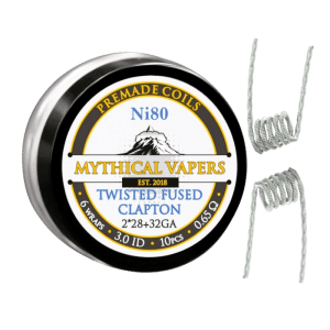 Mythical Vapers Ni80 Twisted Fused Clapton Coils (228+32GA) Ø3.0mm ~0.65Ω 10pcs