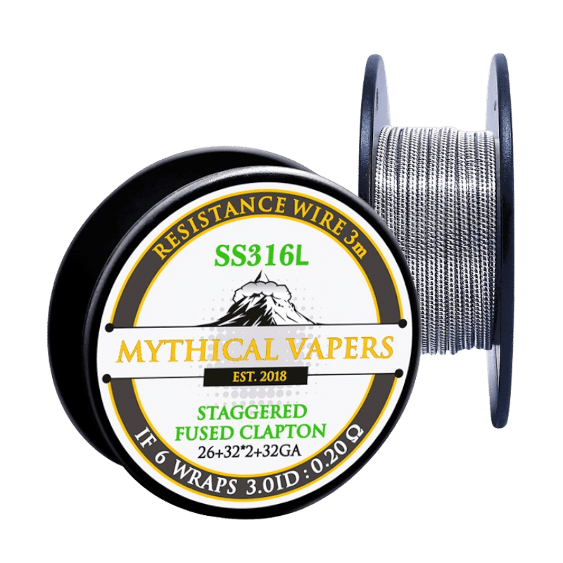 Mythical Vapers Staggered Fused Clapton SS316L Wire (26GA+32GA)2+32GA) 3m