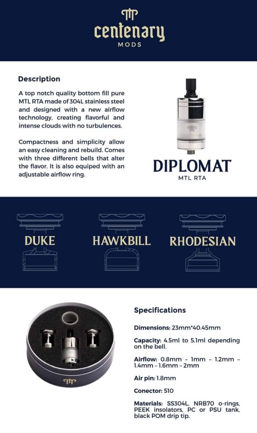 Diplomat MTL RTA 23mm by Centenary Mods Banner3