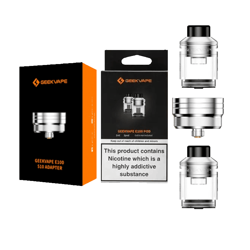 Geekvape 2x E100 Pods + 510 Adapter Tank Kit Silver