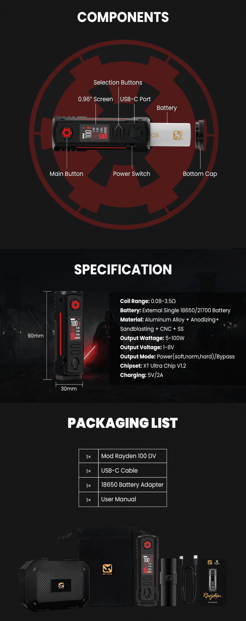 BD Vape Rayden 100W v2.0 Mod DV Limited Edition Banner4