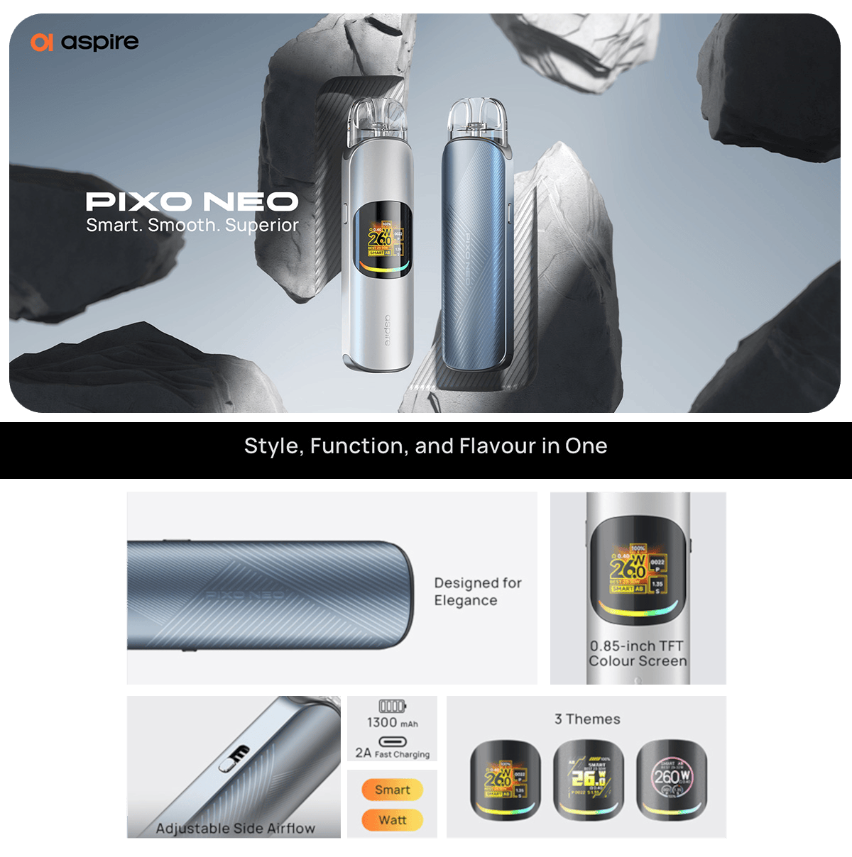 Aspire Pixo Neo Pod Kit 3ml 1300mAh Banner1