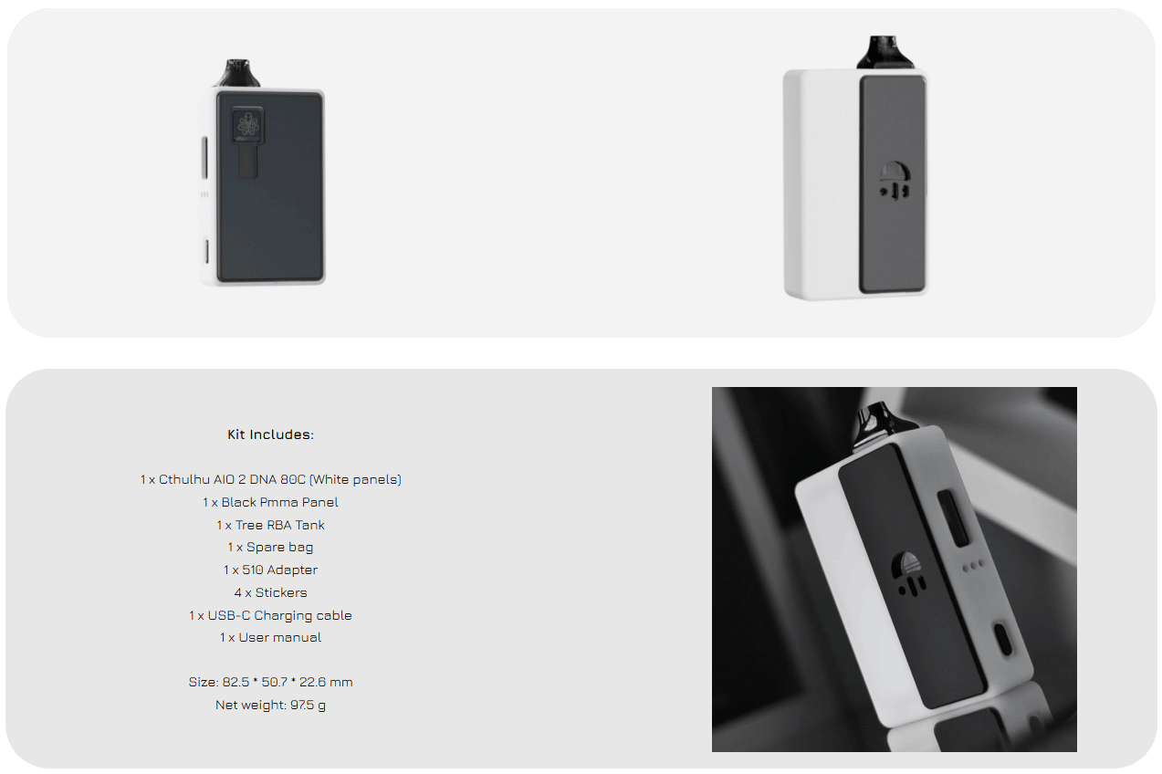 Cthulhu RBA AIO 2 Kit DNA80C 18650 White Delrin by Cthulhu Mod Banner4