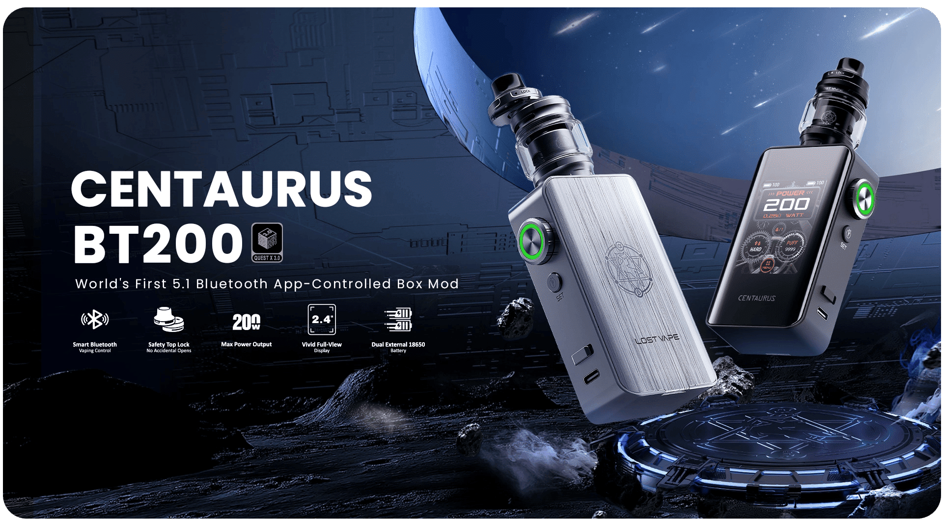 Lost Vape Centaurus BT200 Box Mod Carbon Black - VaperBG.com