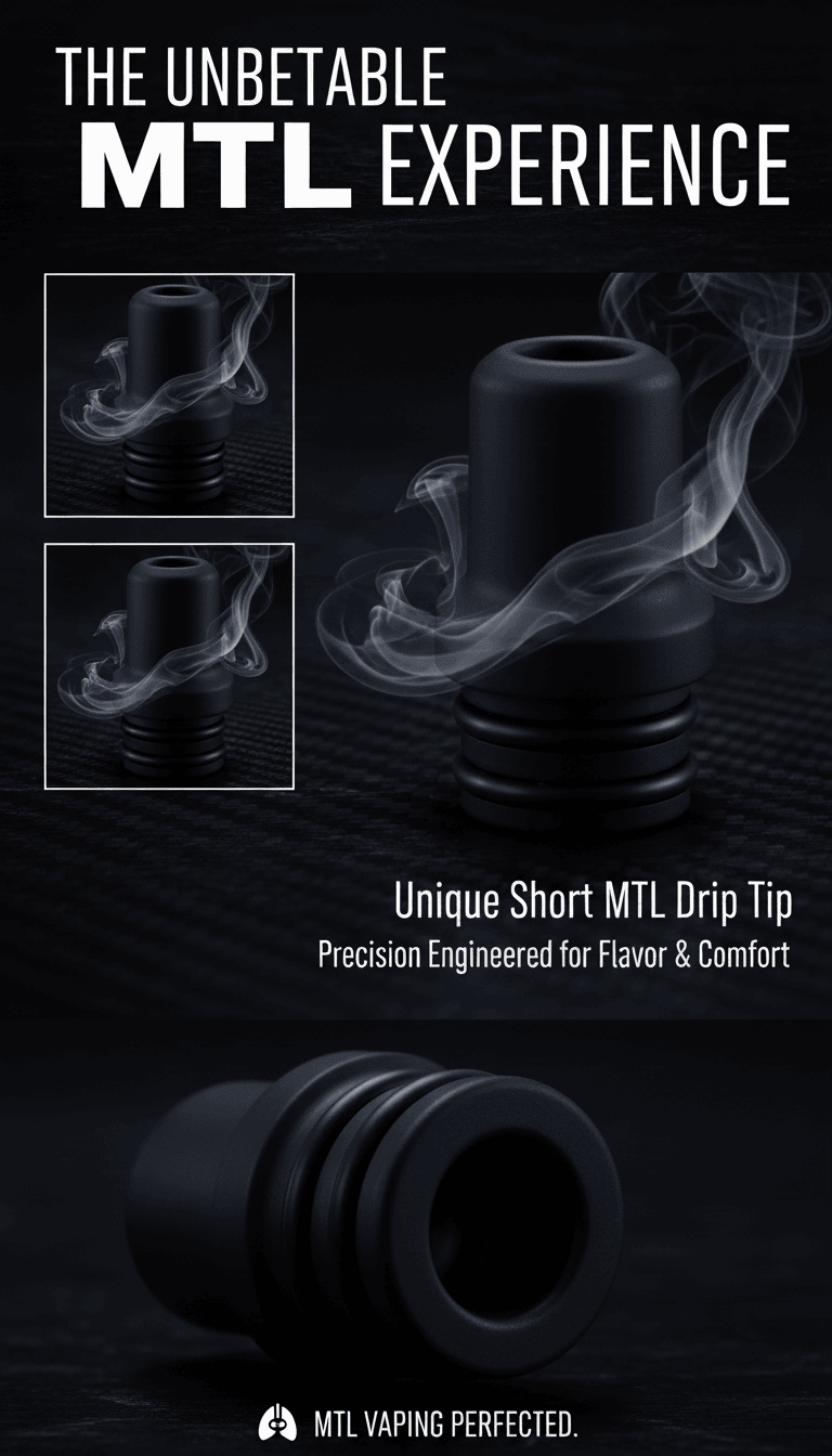 Short Tide 510 MTL Drip Tip Black by ReeWape Banner
