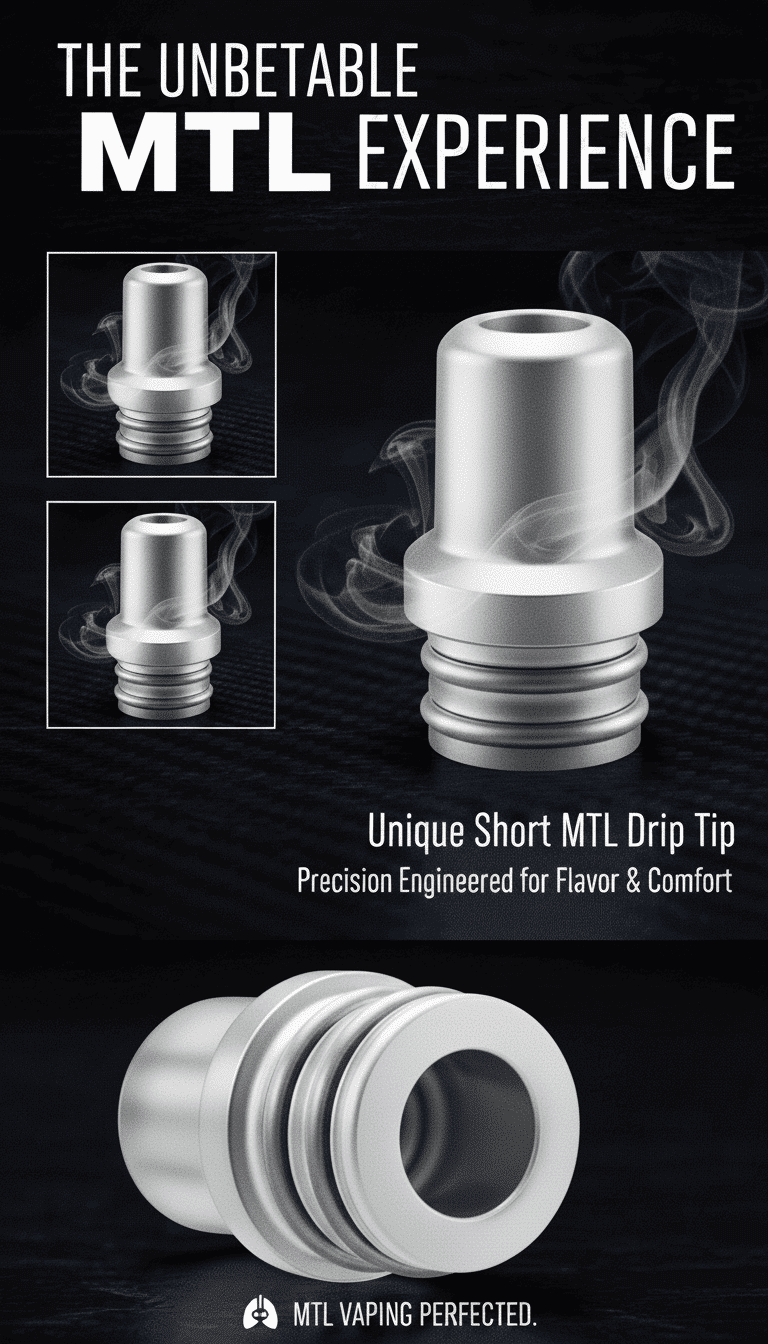 Short Tide 510 MTL Drip Tip Stainless Steel by ReeWape Banner