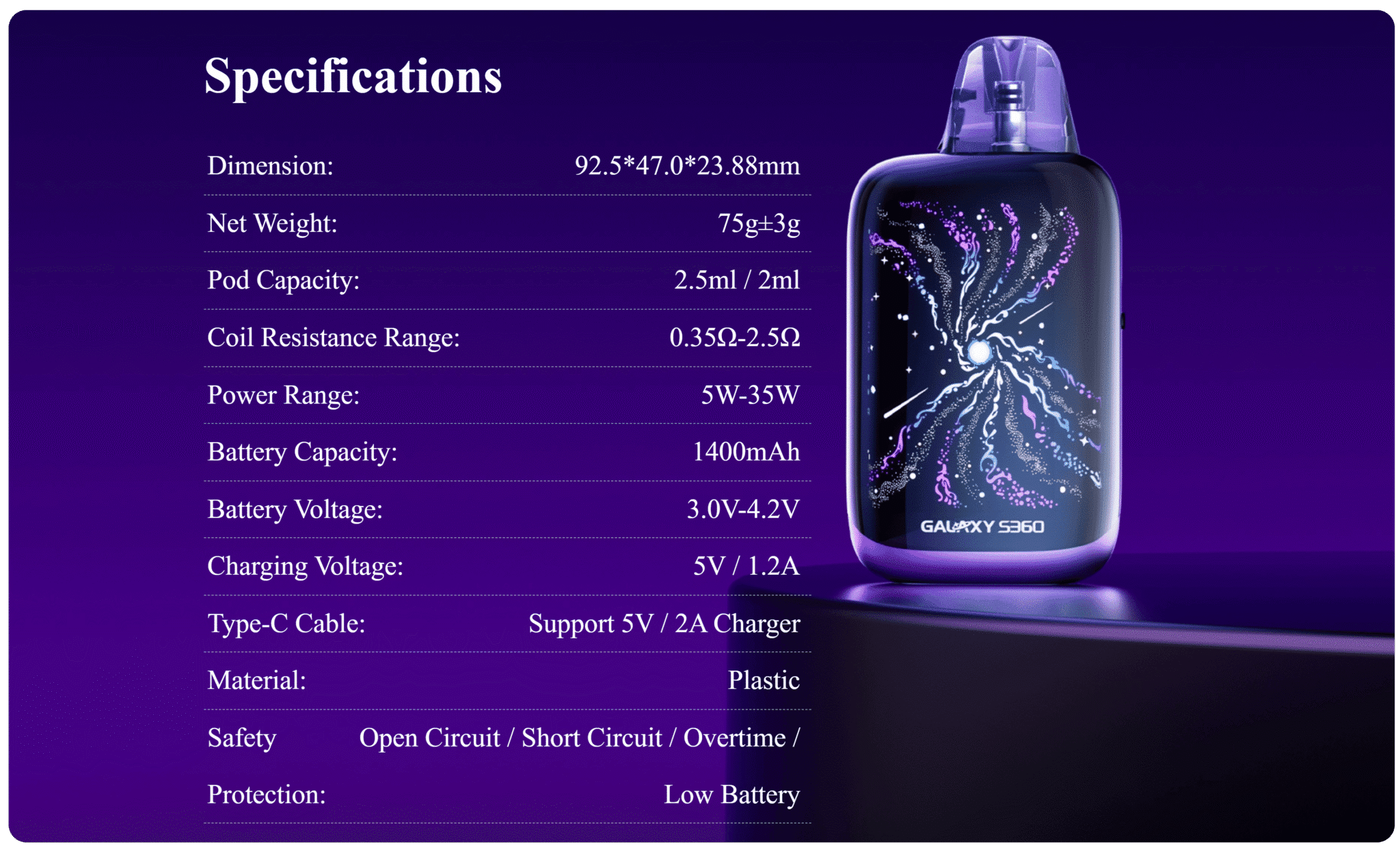 Lost Vape Galaxy S360 Pod Kit 2.5ml 1400mAh Banner5