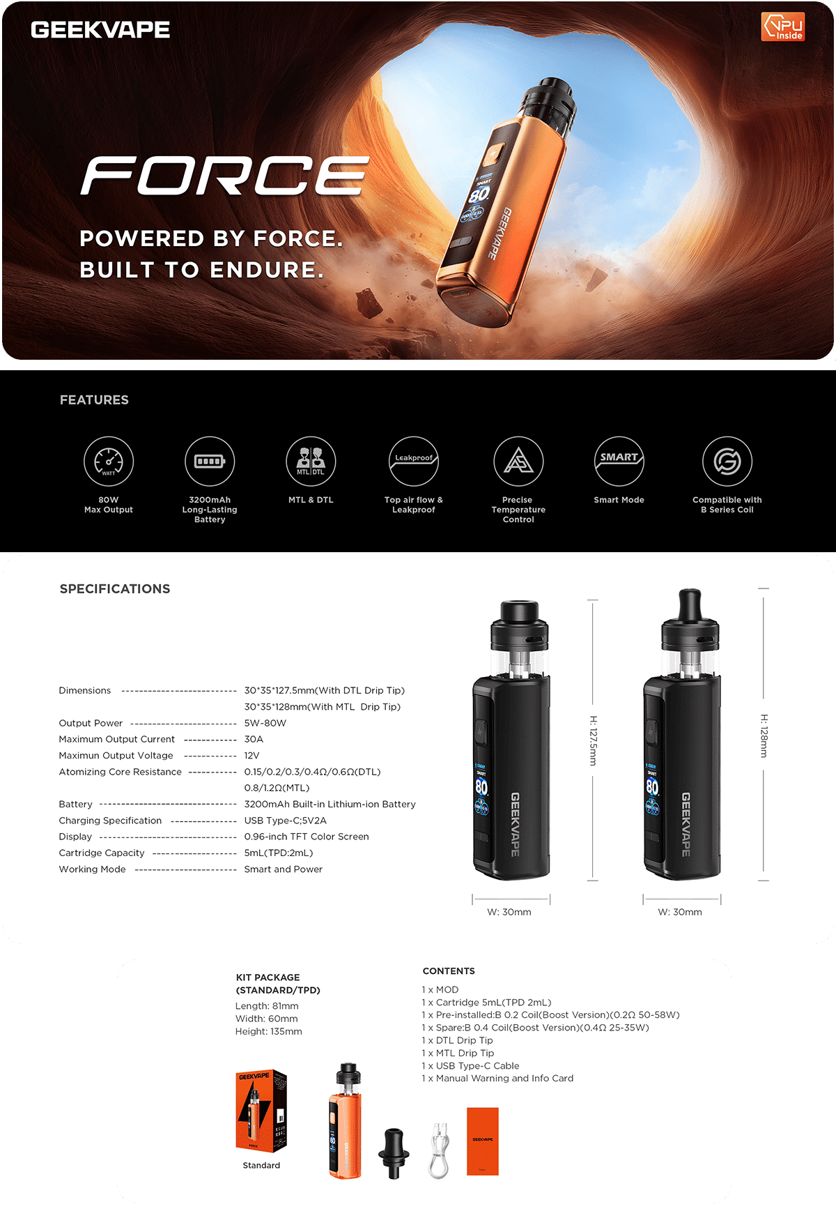 GeekVape Aegis Force Pod Vape Kit 5ml 3200mAh Banner
