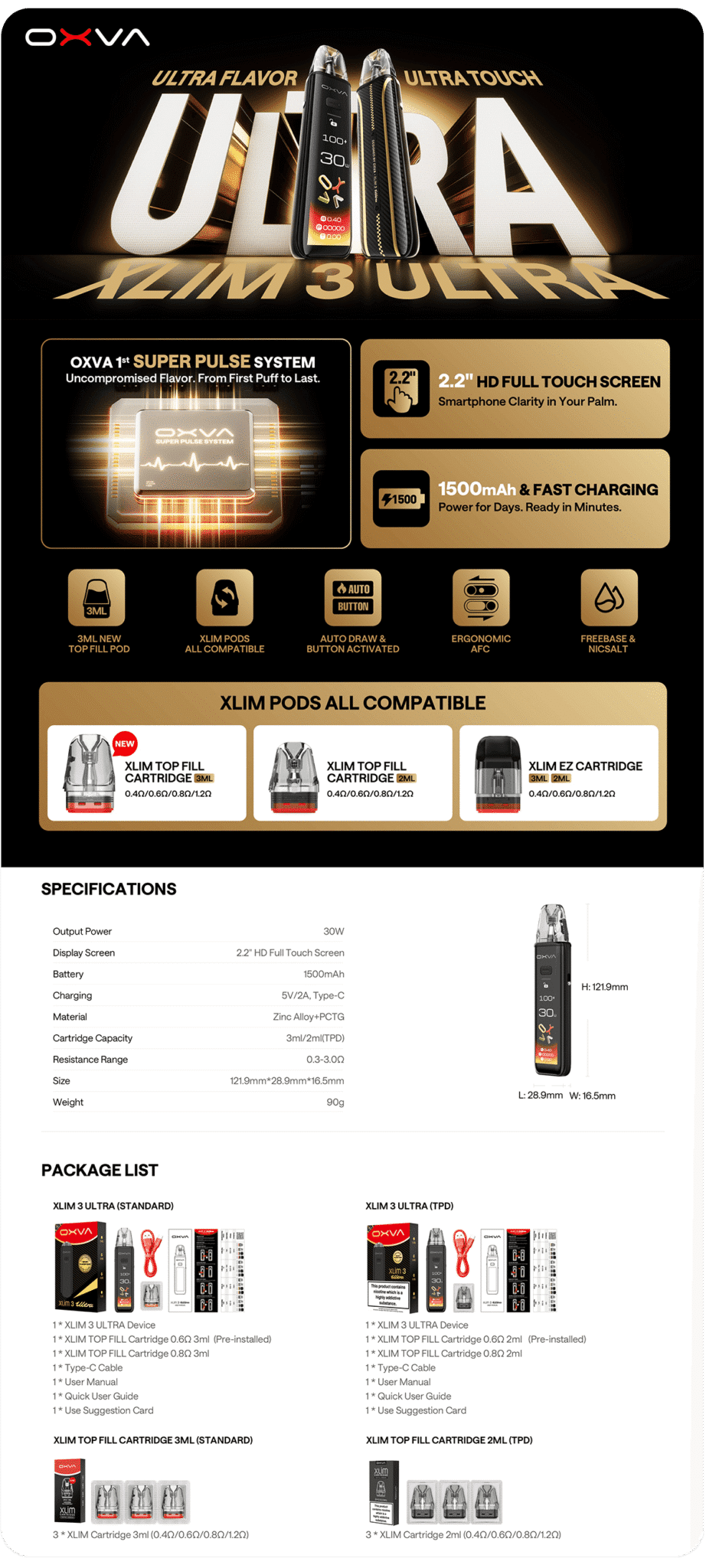OXVA Xlim 3 Ultra 1500mAh 3ml Pod Vape Kit Banner