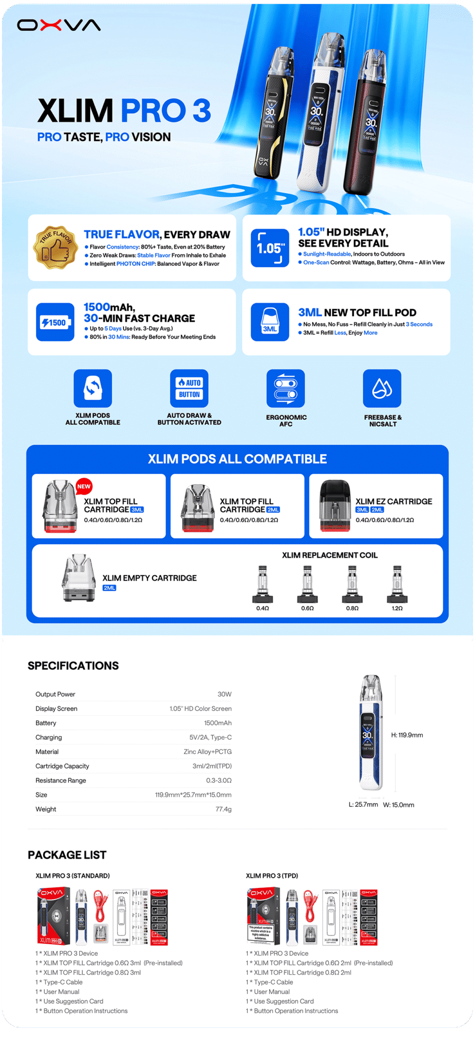 OXVA Xlim Pro 3 1500mAh 3ml Pod Vape Kit Banner