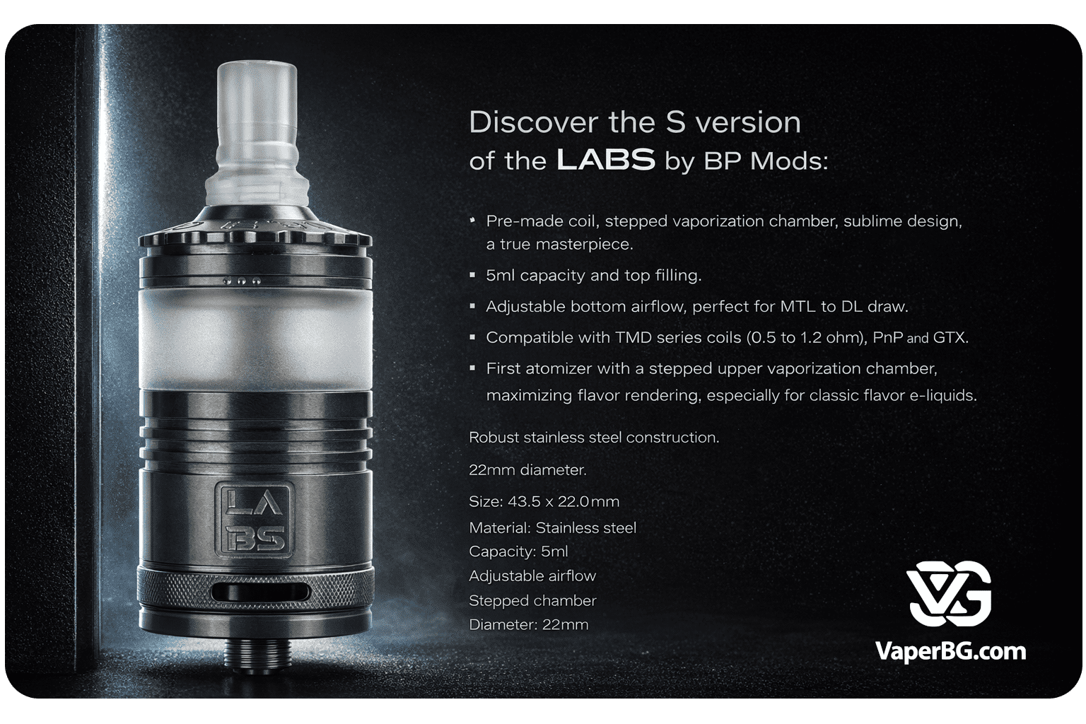 BP Mods LABS S MTL 5ml 22mm Banner1