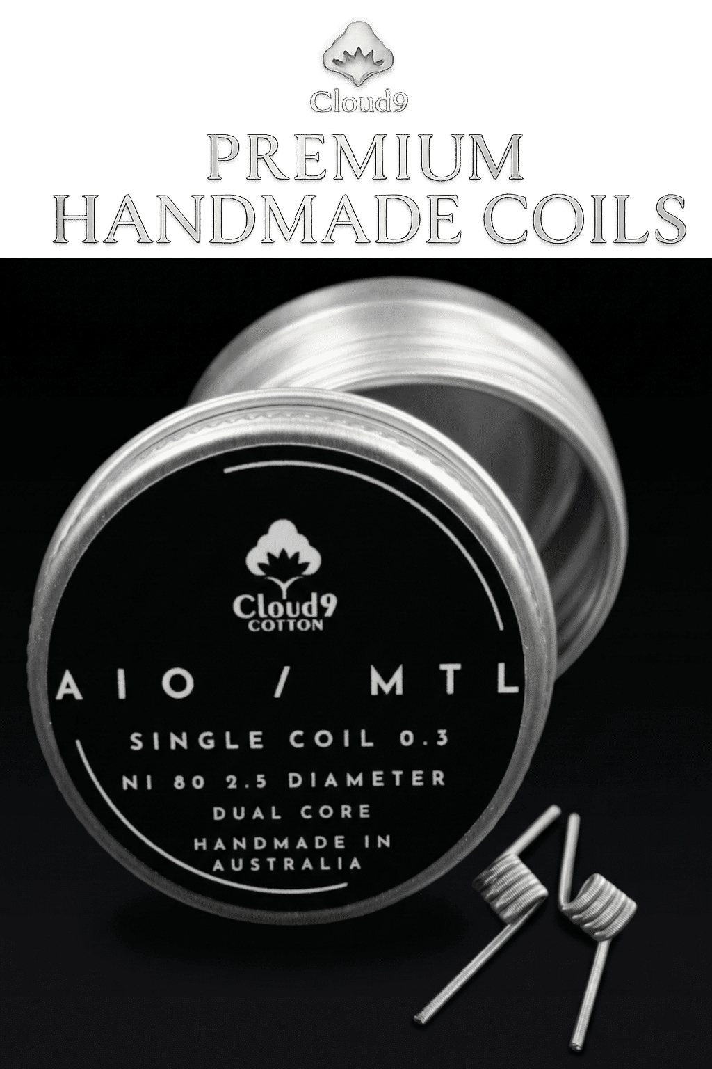 Cloud 9 Mini Alien NI80 AIO Handmade MTL Coils Ø2.5 0.3Ω 2pcs Banner