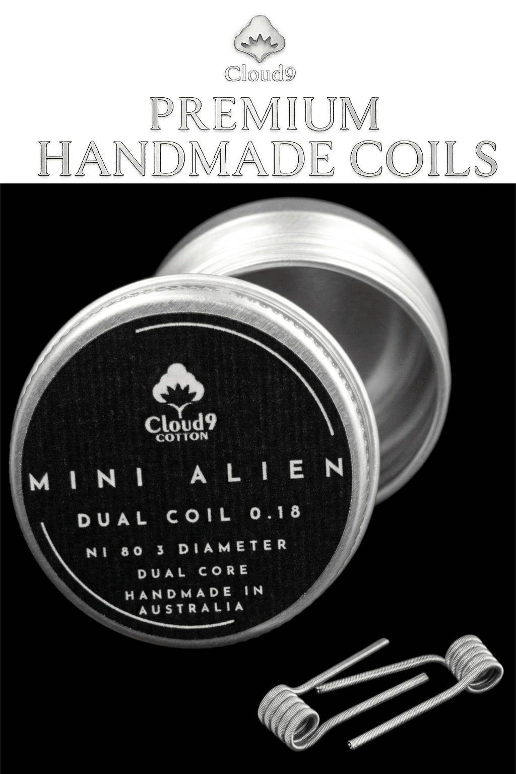 Cloud 9 Mini Alien NI80 Handmade Dual Coils Ø3.0 0.18Ω 2pcs