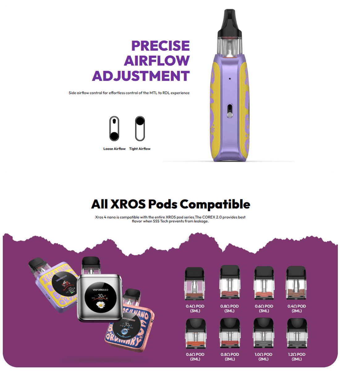 Vaporesso XROS 4 Nano Kit 1350mAh 3ml Banner5
