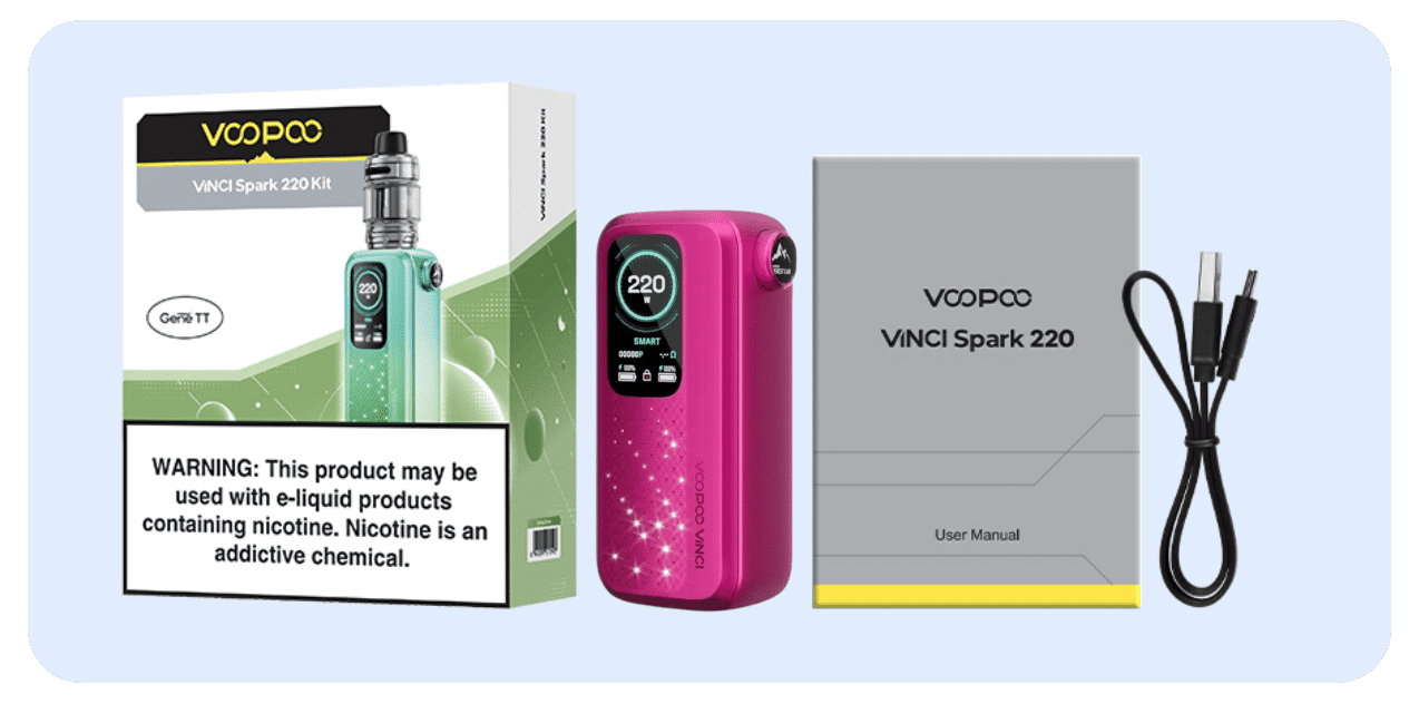 VooPoo Vinci Spark 220W 2x18650 Box Mod Banner7