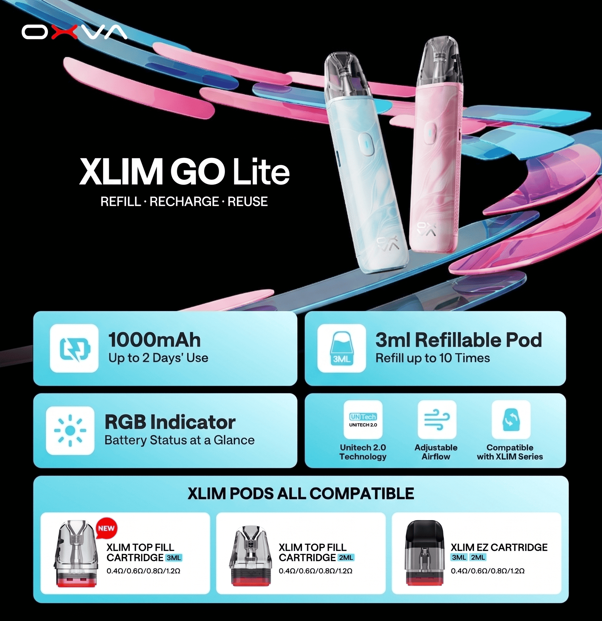 OXVA Xlim Go Lite Pod Kit 3ml 1000mAh Banner1