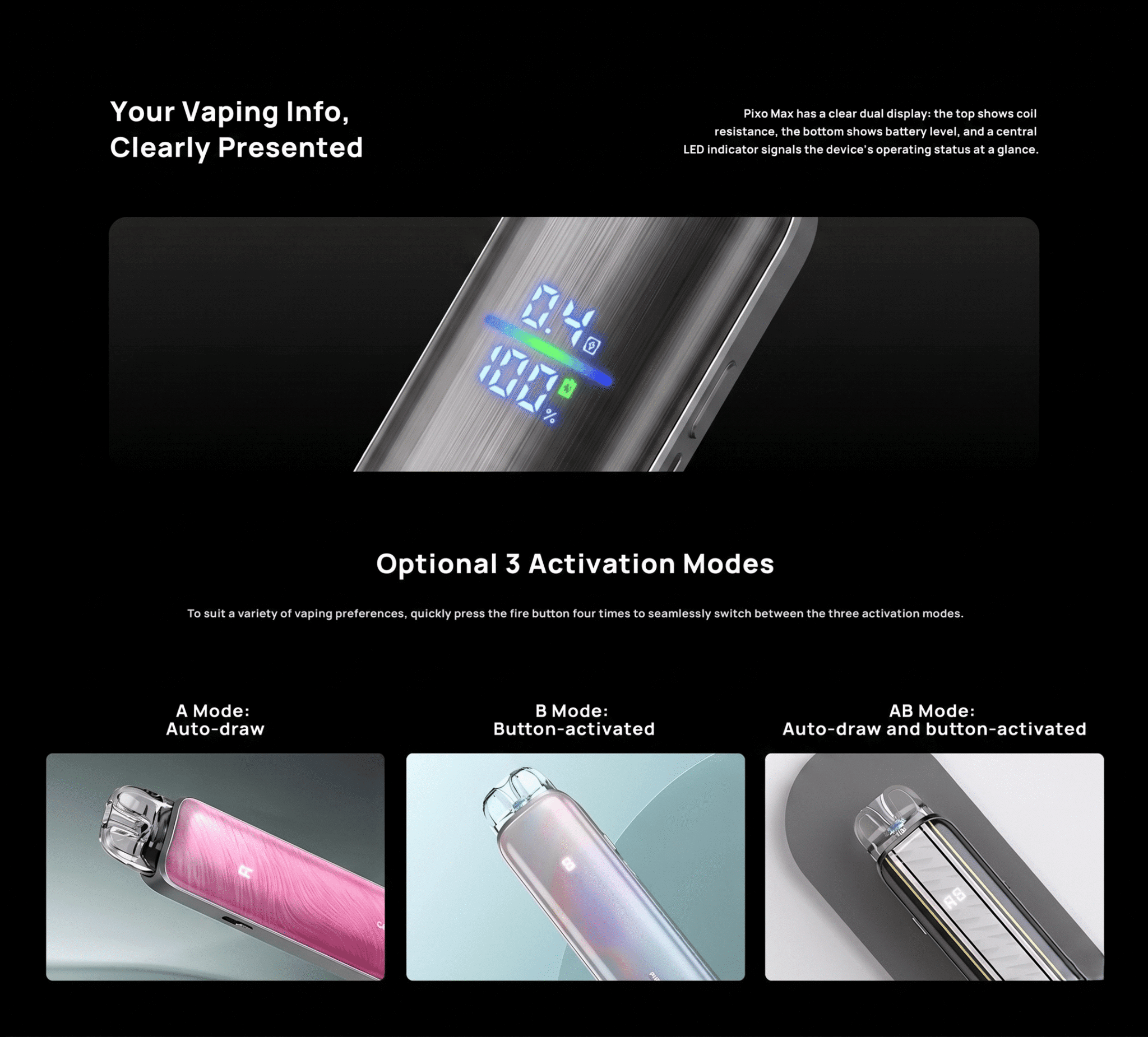 Aspire Pixo Max Pod Kit 2ml 2600mAh Banner4