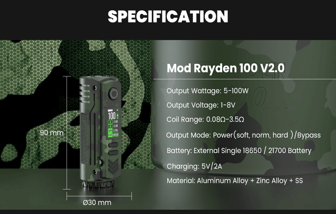 BD Vape Rayden 100W v2 Mod Military Camo Limited Edition Banner6