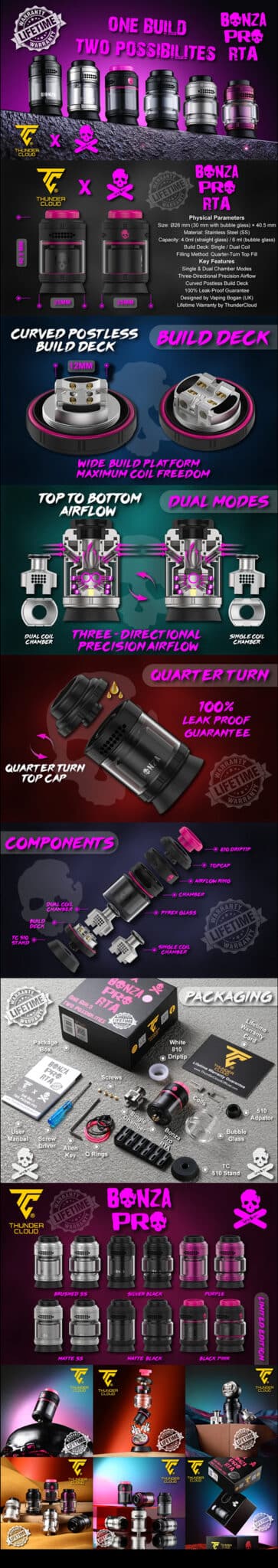 Bonza Pro RTA 4 / 6ml 26.5mm by Thunder Cloud & Vaping Bogan Banner