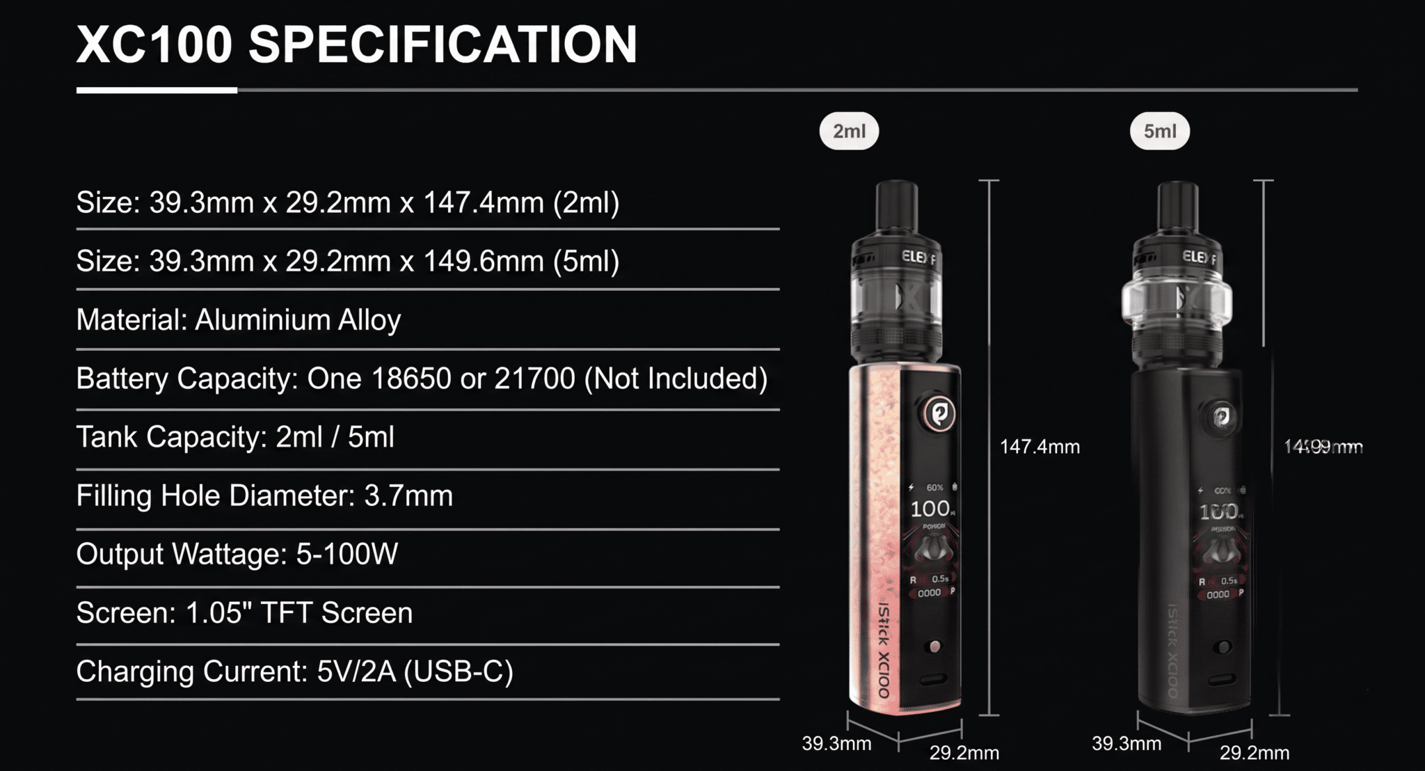 Eleaf iStick XC100 1865021700 5ml Kit Banner2