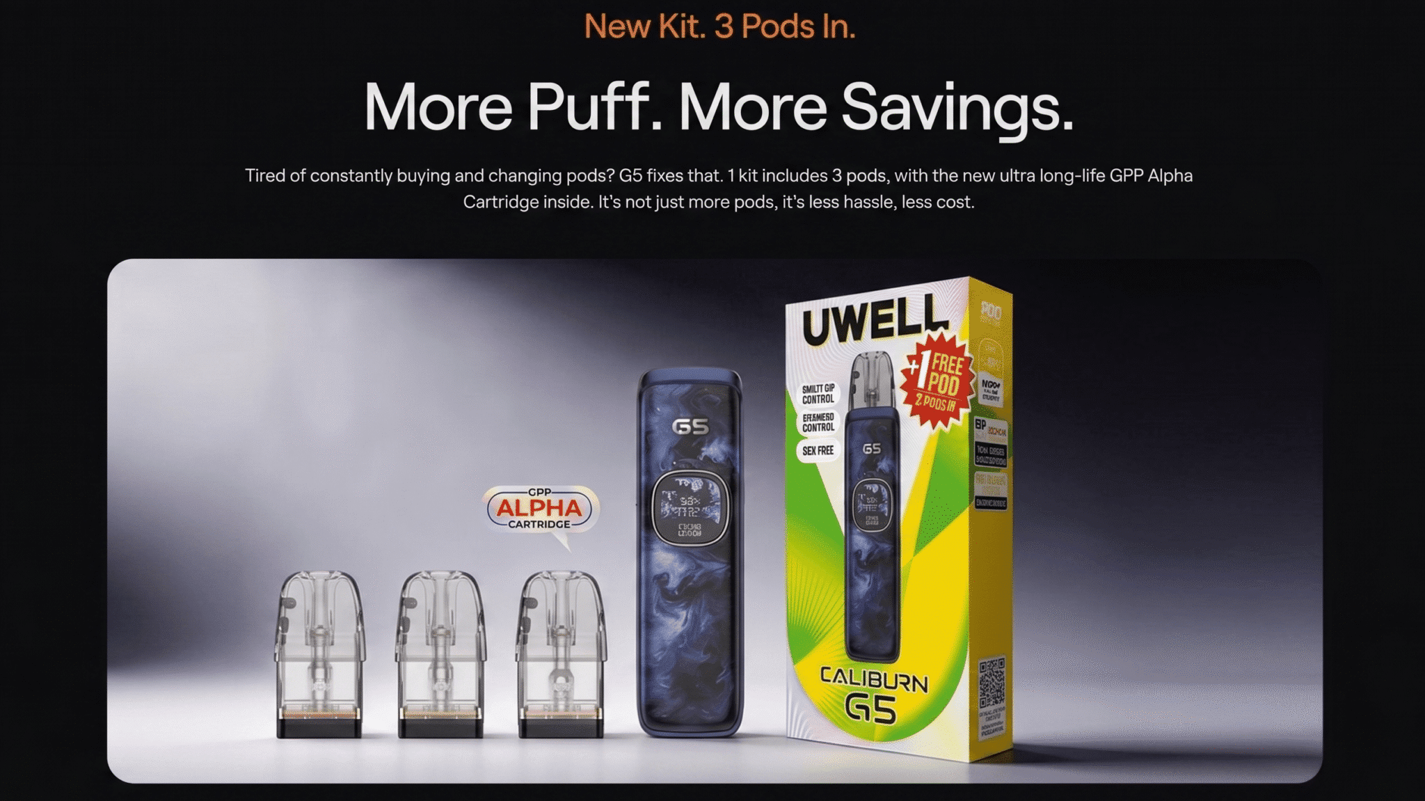 Uwell Caliburn G5 Pod Kit 3ml 1600mAh Banner3
