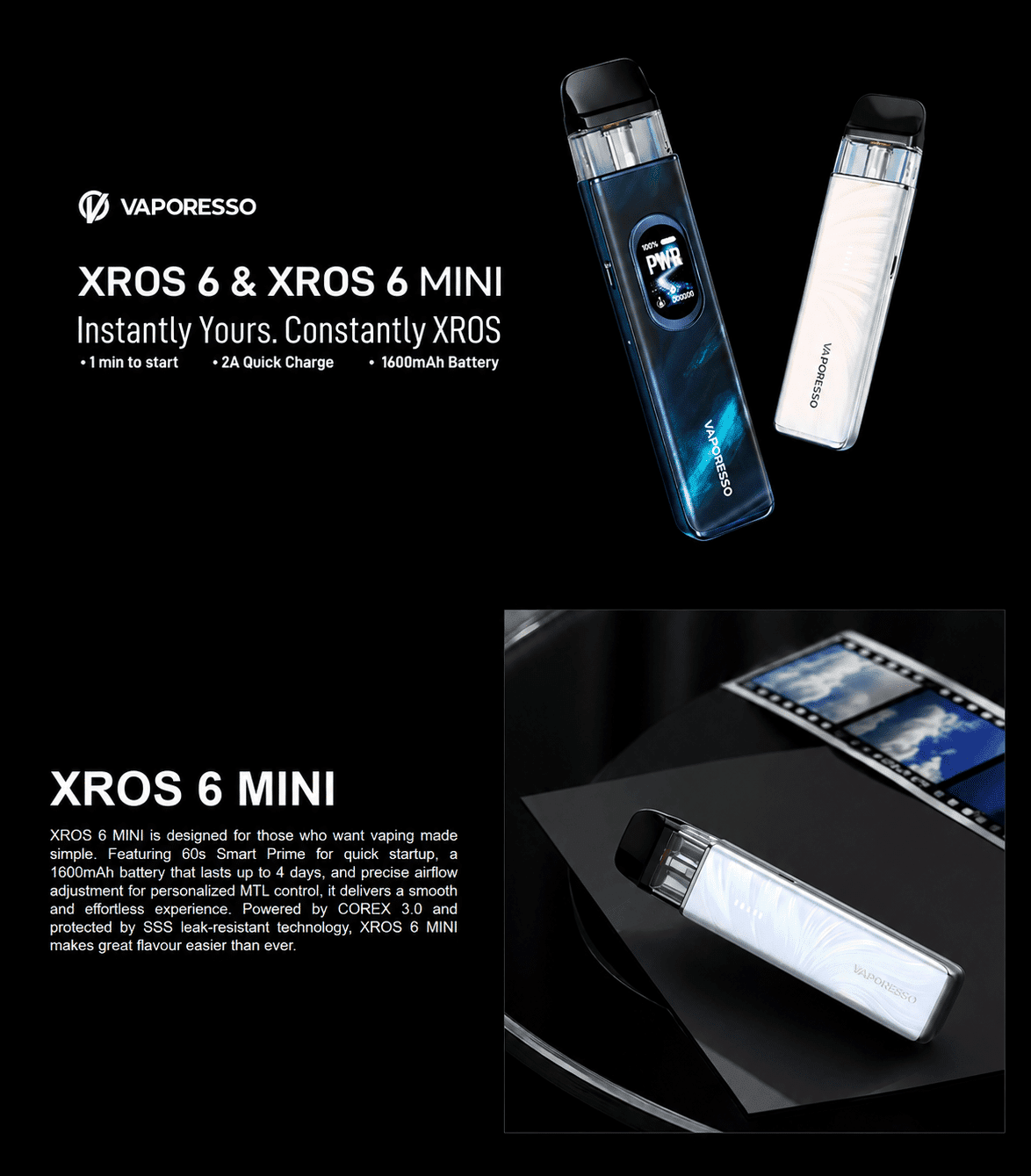 Vaporesso XROS 6 Mini Pod Kit 3ml 1600mAh Banner1