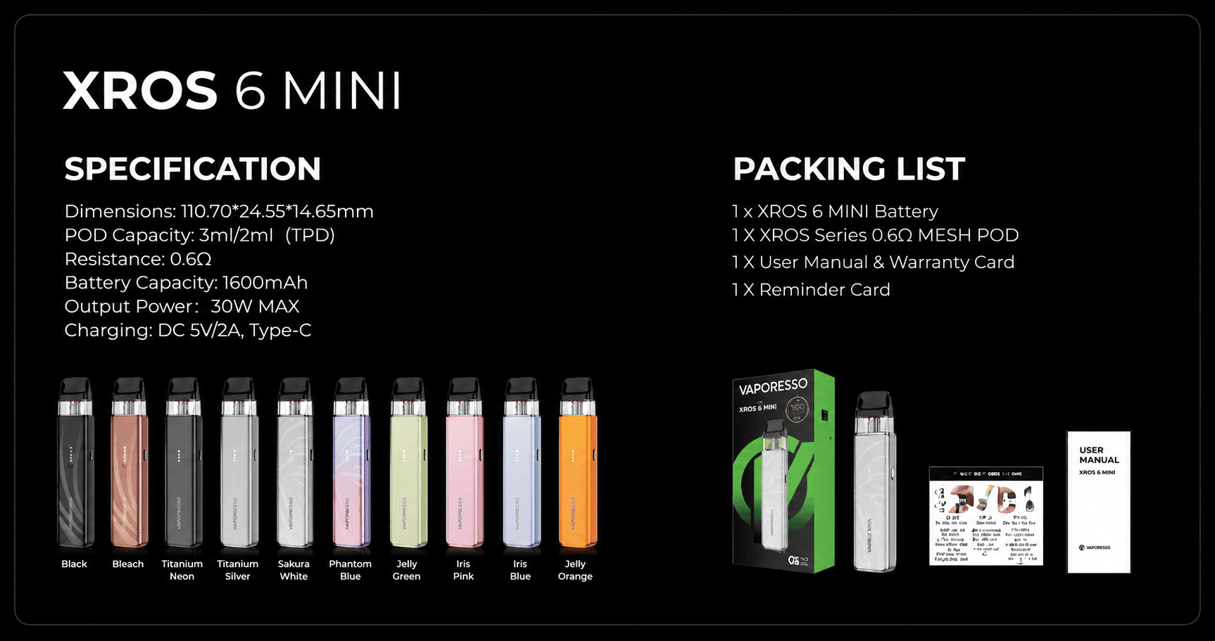 Vaporesso XROS 6 Mini Pod Kit 3ml 1600mAh Banner7