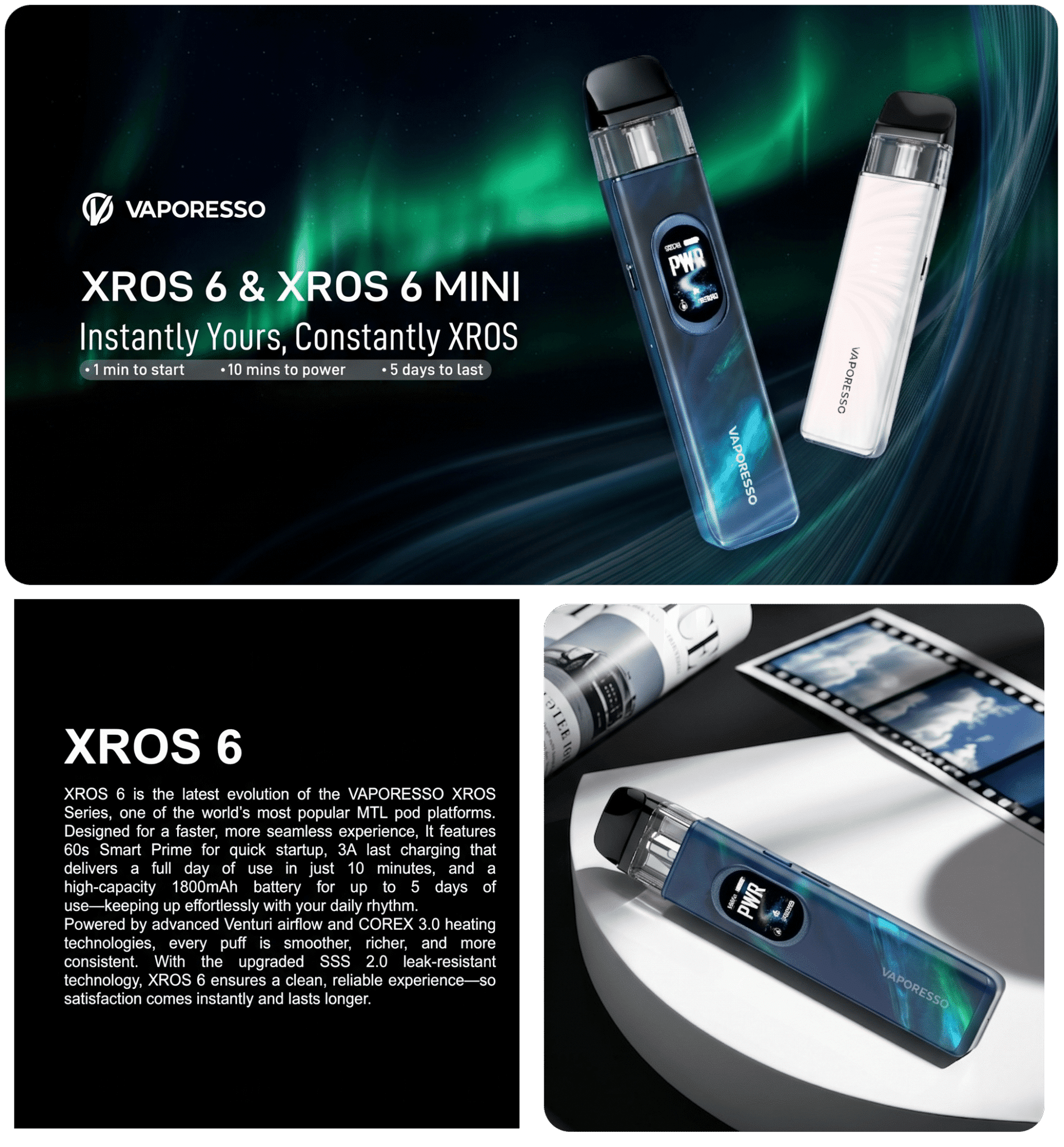Vaporesso XROS 6 Pod Kit 3ml 1800mAh Banner1
