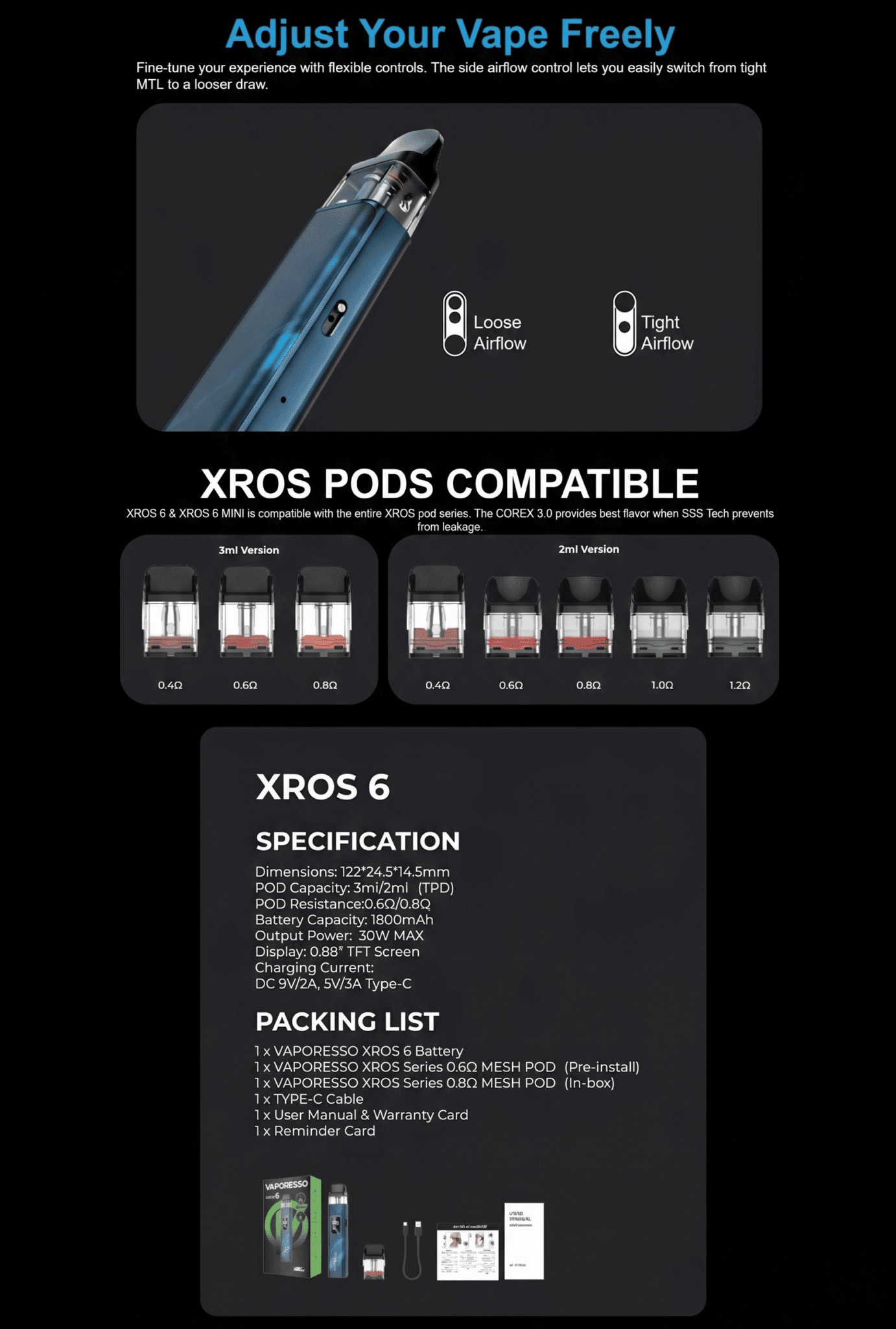 Vaporesso XROS 6 Pod Kit 3ml 1800mAh Banner7