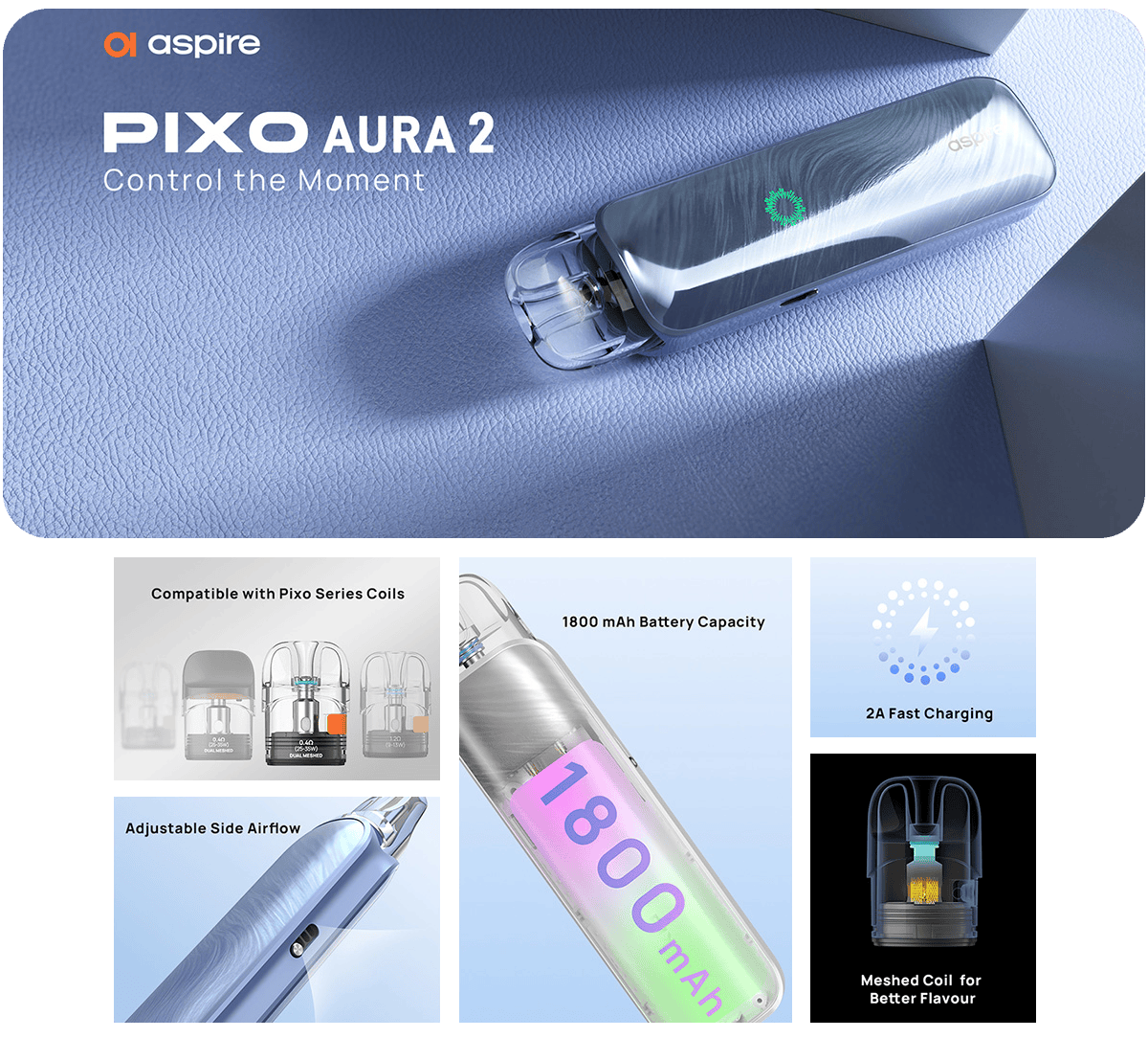 Aspire Pixo Aura 2 Pod Kit 2ml / 3ml 1800mAh Banner1