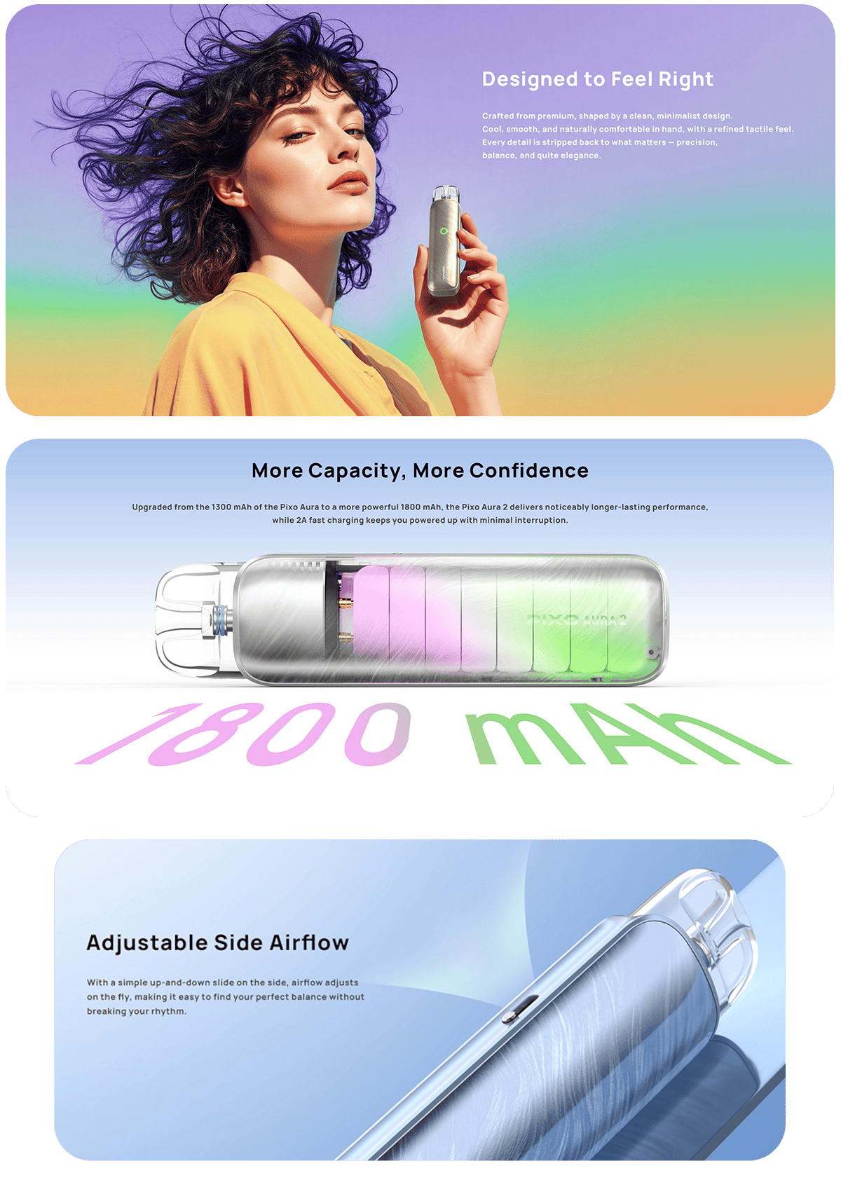 Aspire Pixo Aura 2 Pod Kit 2ml / 3ml 1800mAh Banner3