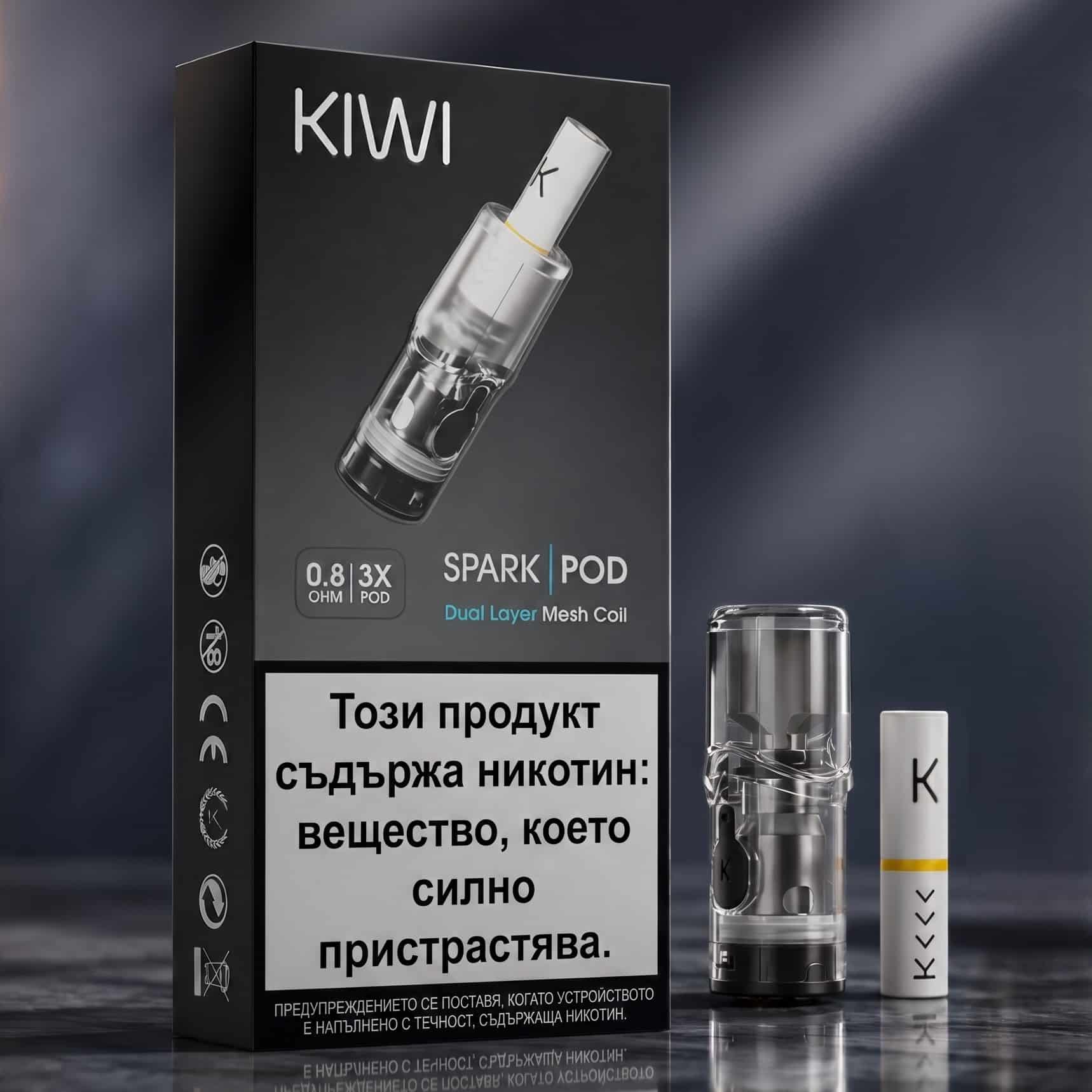 KIWI Spark 2 2 Pro Dual Mesh Pod Cartridge 2ml 0.8Ω Clear Banner