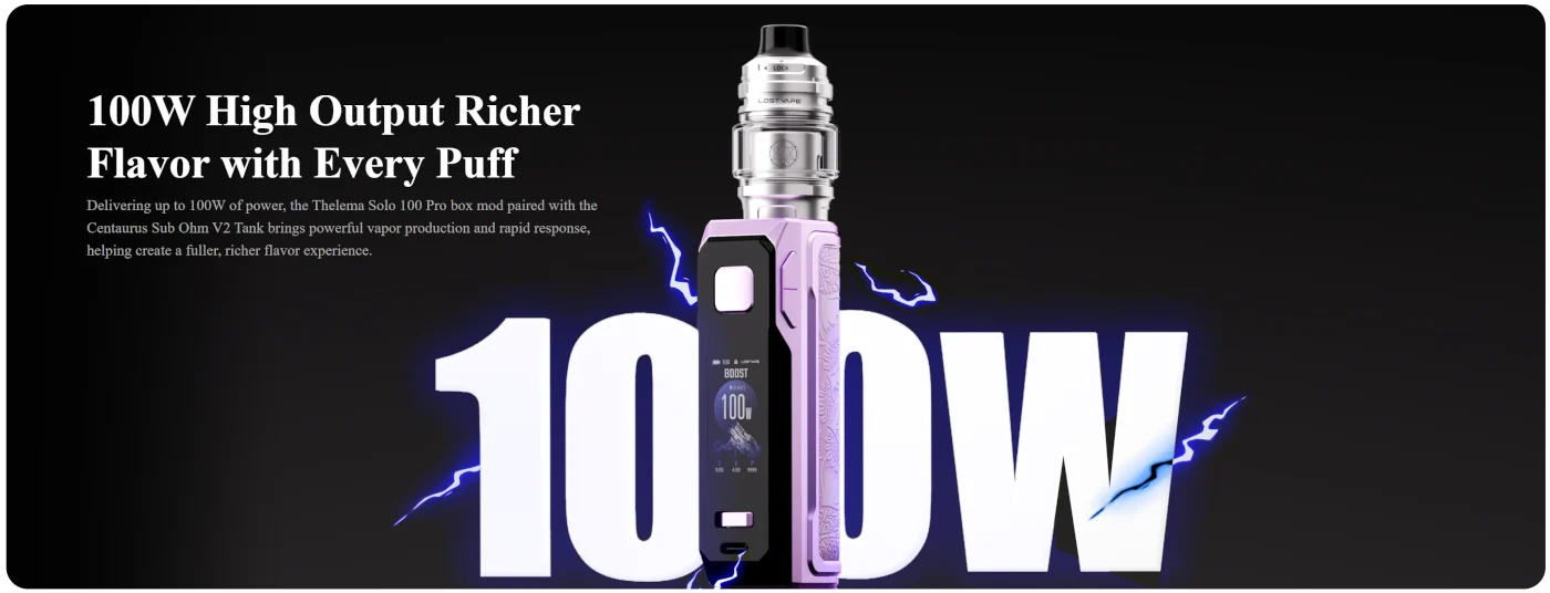 Lost Vape Thelema Solo 100 Pro Box Mod 100W 21700 18650 Banner4