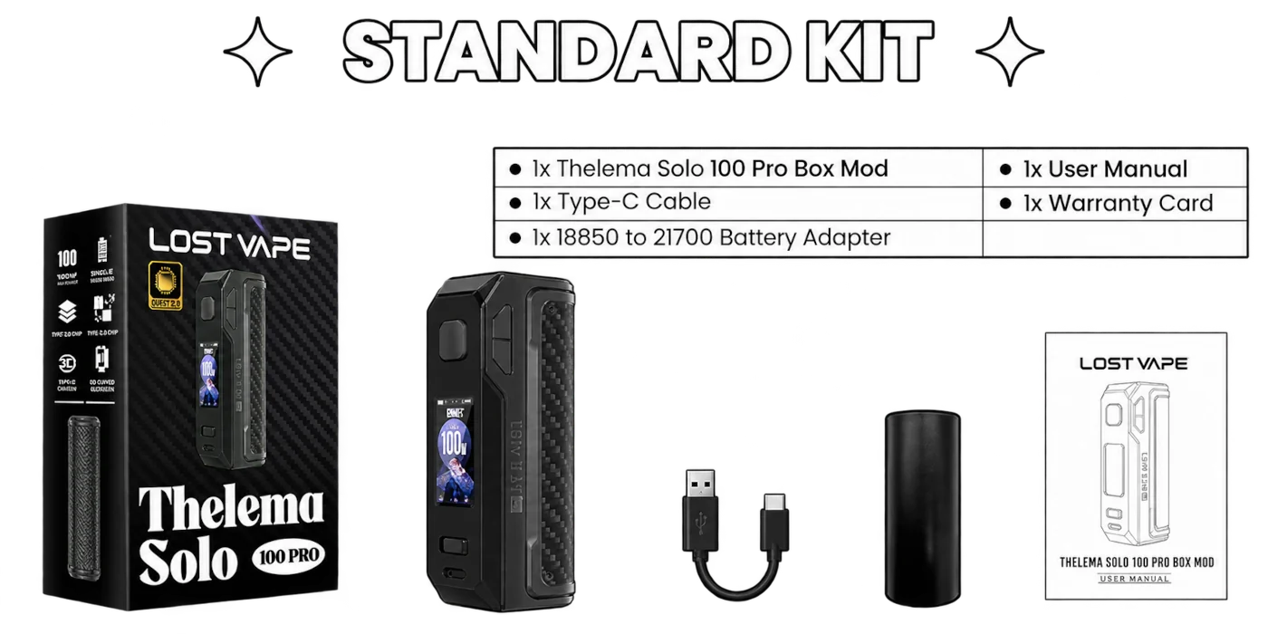 Lost Vape Thelema Solo 100 Pro Box Mod 100W 21700 18650 Banner7